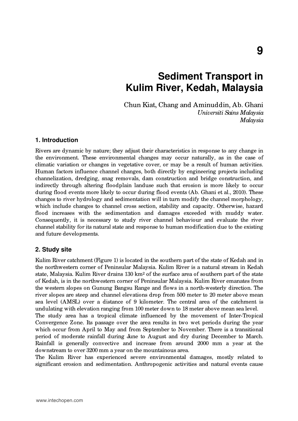 Sediment Transport in Kulim River, Kedah, Malaysia