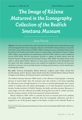 The Image of Růžena Maturová in the Iconography Collection of the Bedřich Smetana Museum
