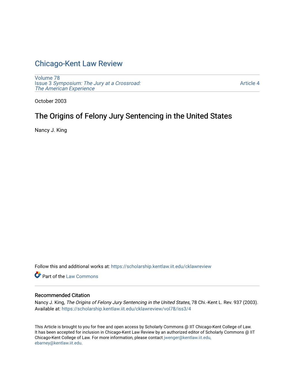 The Origins of Felony Jury Sentencing in the United States