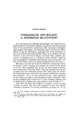 Charlemagne and Roland. a Mysterious Relationship?