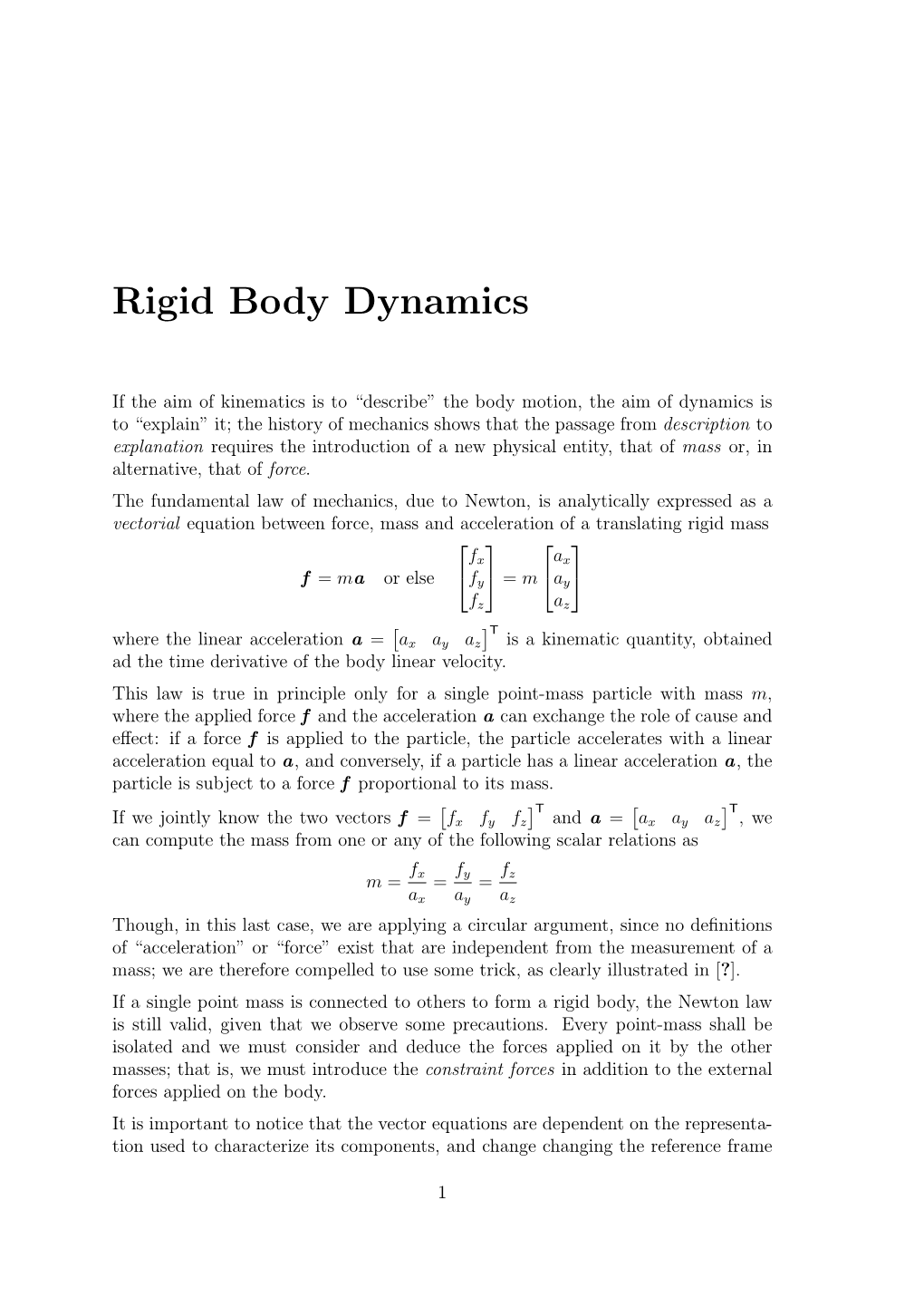 Rigid Body Dynamics