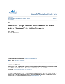 Attack of the Cyborgs: Economic Imperialism and the Human Deficit in Ducationale Policy-Making & Research