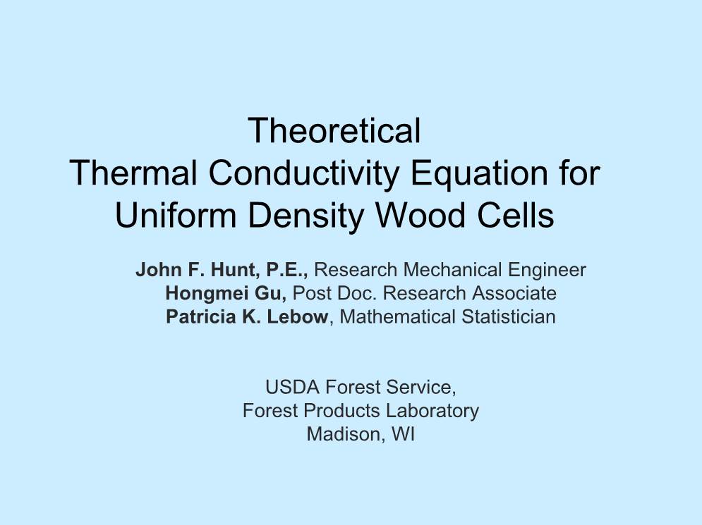 Development of a Theoretical Thermal Conductivity Equation for Uniform Density Wood Cells
