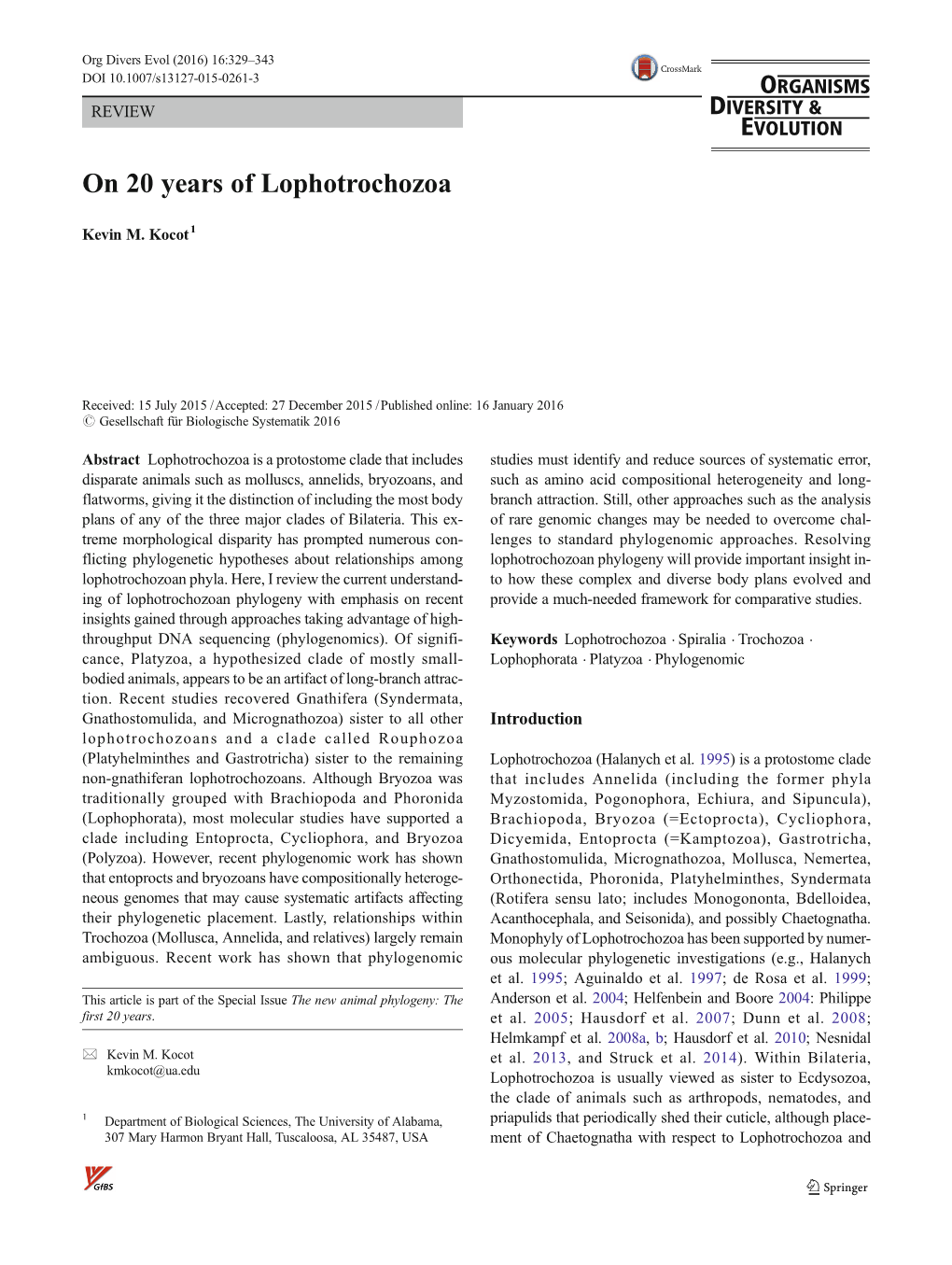 On 20 Years of Lophotrochozoa