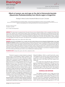 Effects of Season, Sex and Age on the Diet of Homonota Fasciata