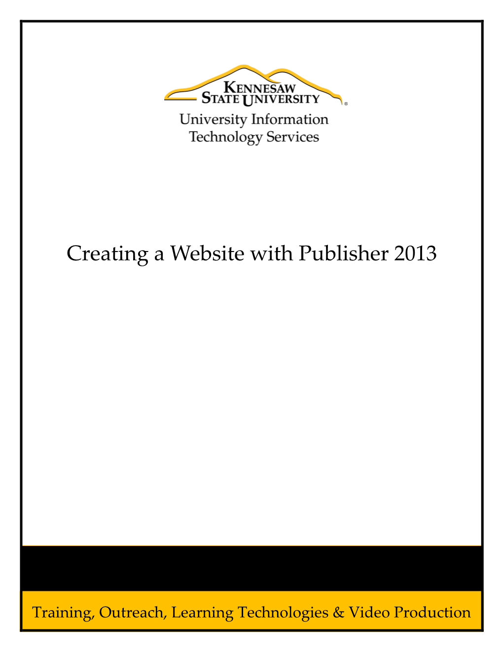 Creating a Web Site with Publisher 2013