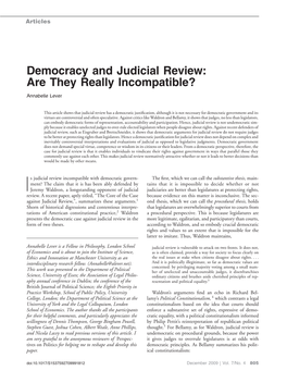 Democracy and Judicial Review: Are They Really Incompatible?