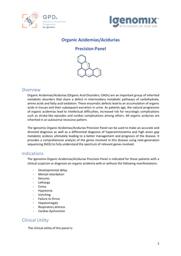 Organic Acidemias/Acidurias Precision Panel Overview
