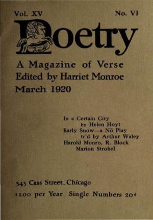 A Magazine of Verse Edited by Harriet Monroe March 1920