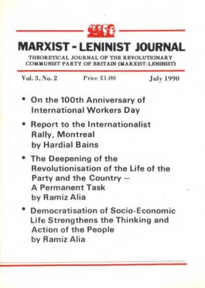 Marxist- Leninist Journal Theoretical Journal of the Revolutionary Communist Party of Britain (Marxist-Leninist)