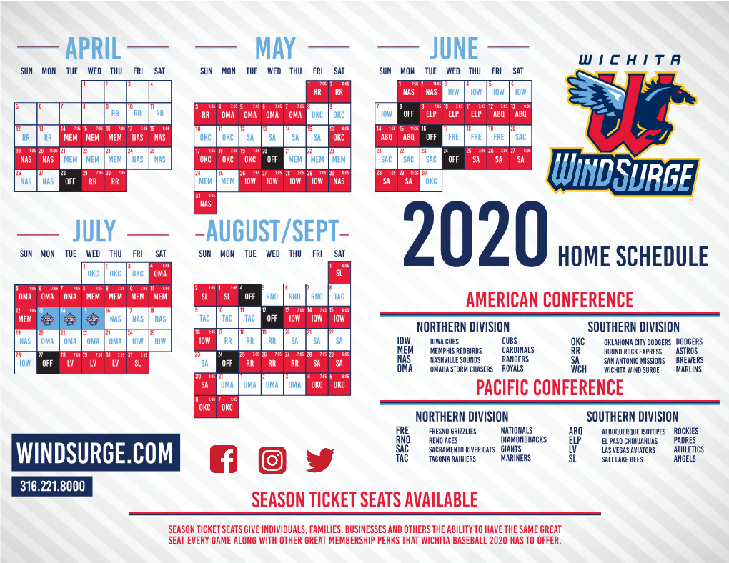 Wind Surge 2020 Season Schedule