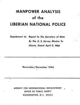 ANPOWER ANALYSIS of the LIBERIAN NATIONAL POLICE