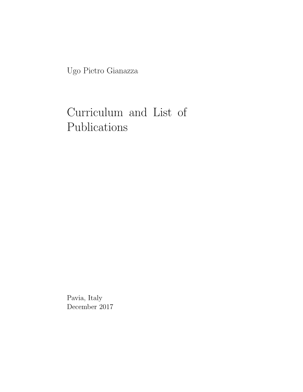 Curriculum and List of Publications