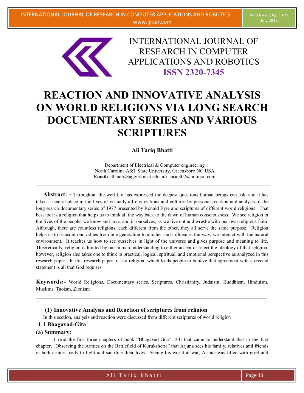 Reaction and Innovative Analysis on World Religions Via Long Search Documentary Series and Various Scriptures