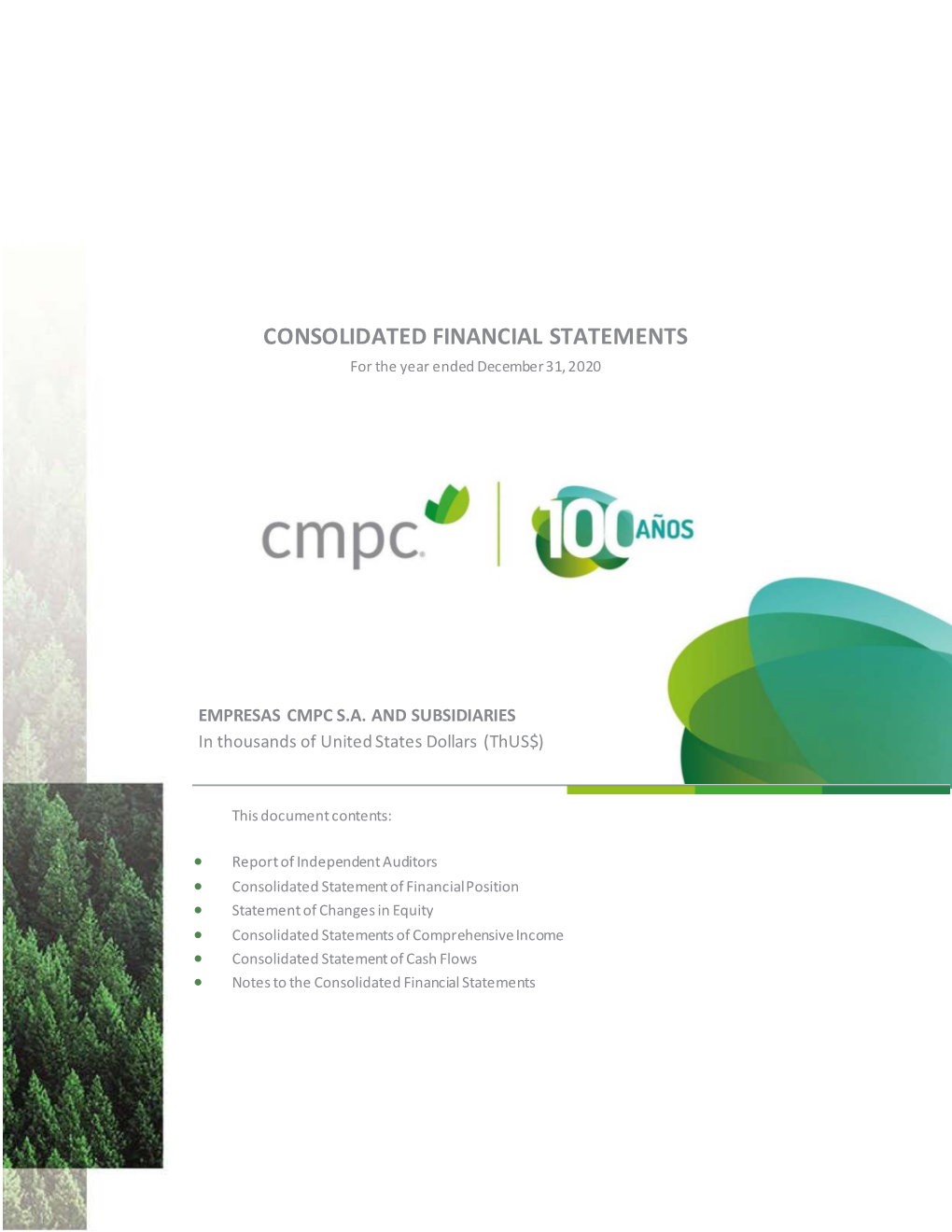 CONSOLIDATED FINANCIAL STATEMENTS for the Year Ended December 31, 2020