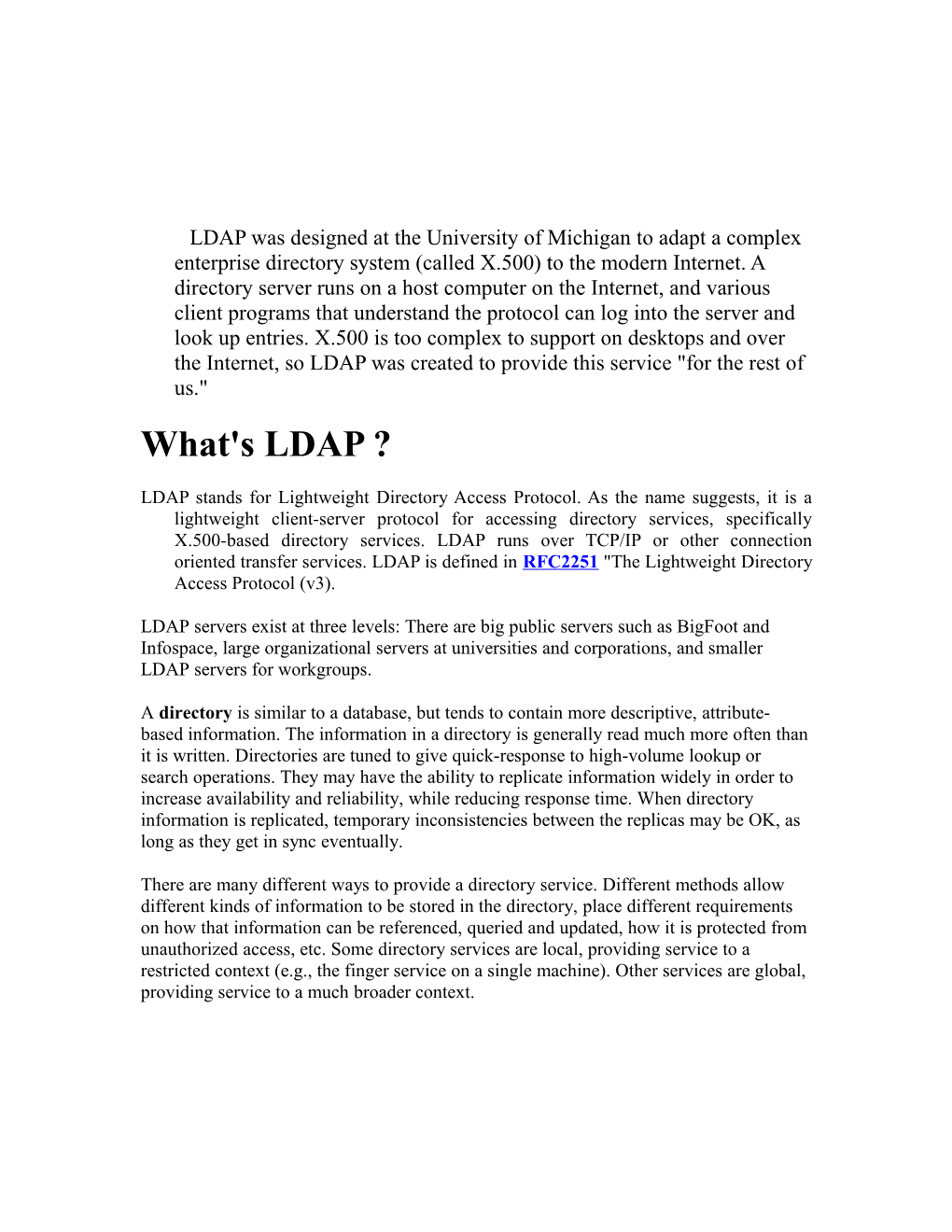 Installation of LDAP