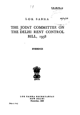 The Joint Committee on the Delhi Rent Control Bill, 1958