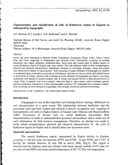 Characteristics and Classification of Soils of Kathiawar Region of Gujarat As Influenced by Topography