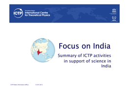 Summary of ICTP Activities in Support of Science in India
