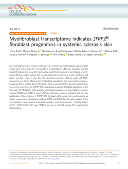 Myofibroblast Transcriptome Indicates Sfrp2hi Fibroblast Progenitors In