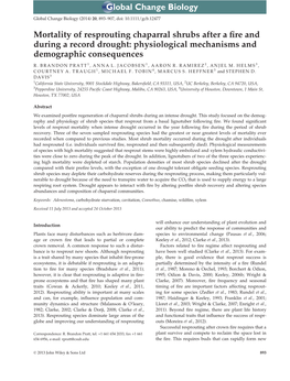 Mortality of Resprouting Chaparral Shrubs After a Fire and During A