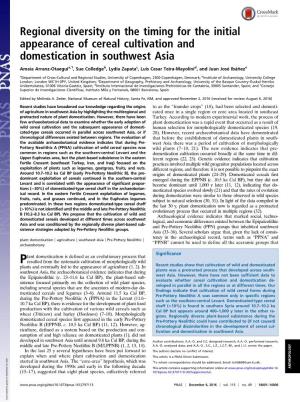 Regional Diversity on the Timing for the Initial Appearance of Cereal Cultivation and Domestication in Southwest Asia
