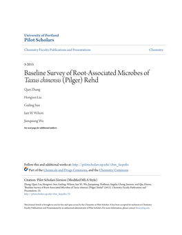 Baseline Survey of Root-Associated Microbes of Taxus Chinensis (Pilger) Rehd Qian Zhang