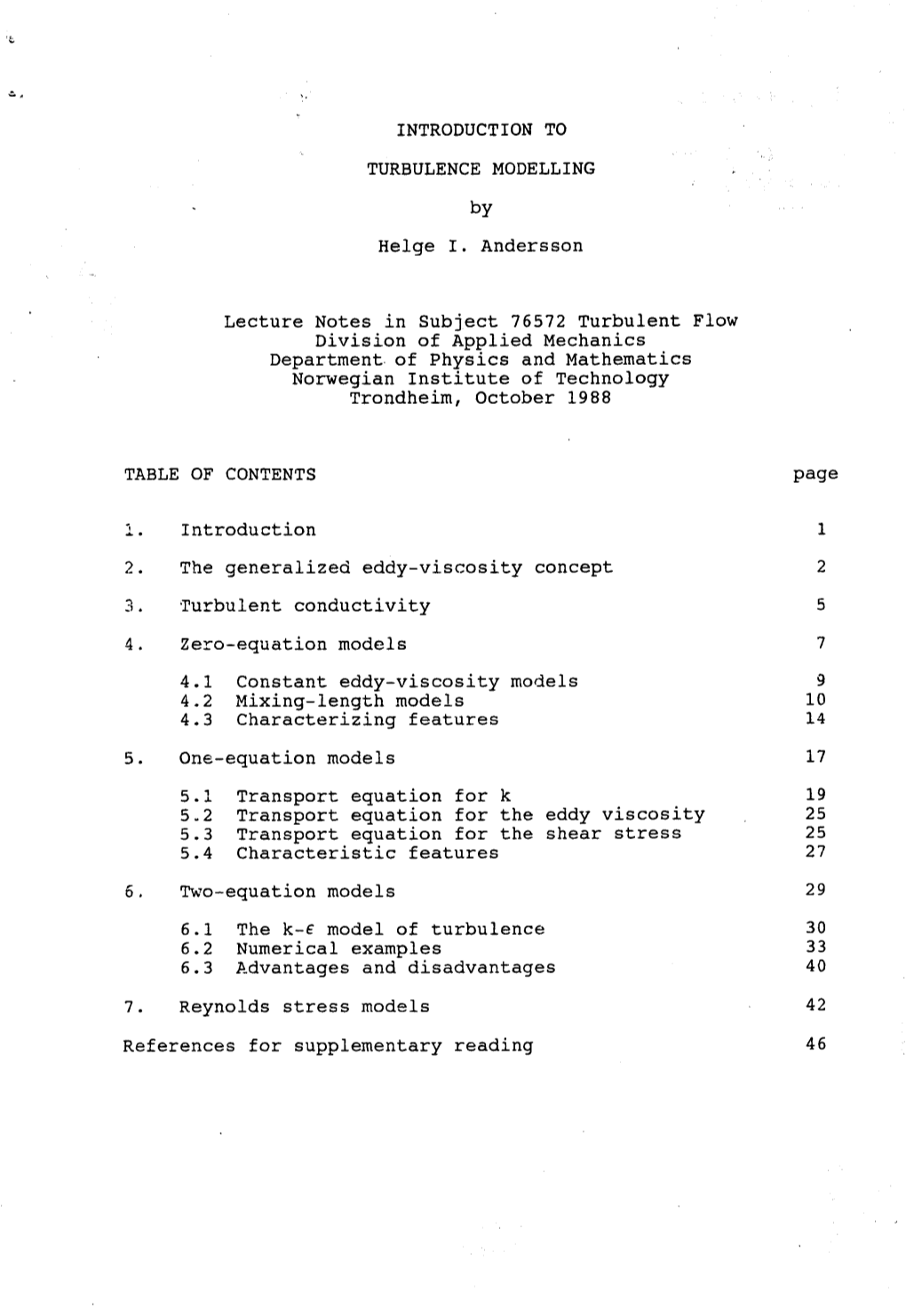 By Page 7. Reynolds Stress Models 42