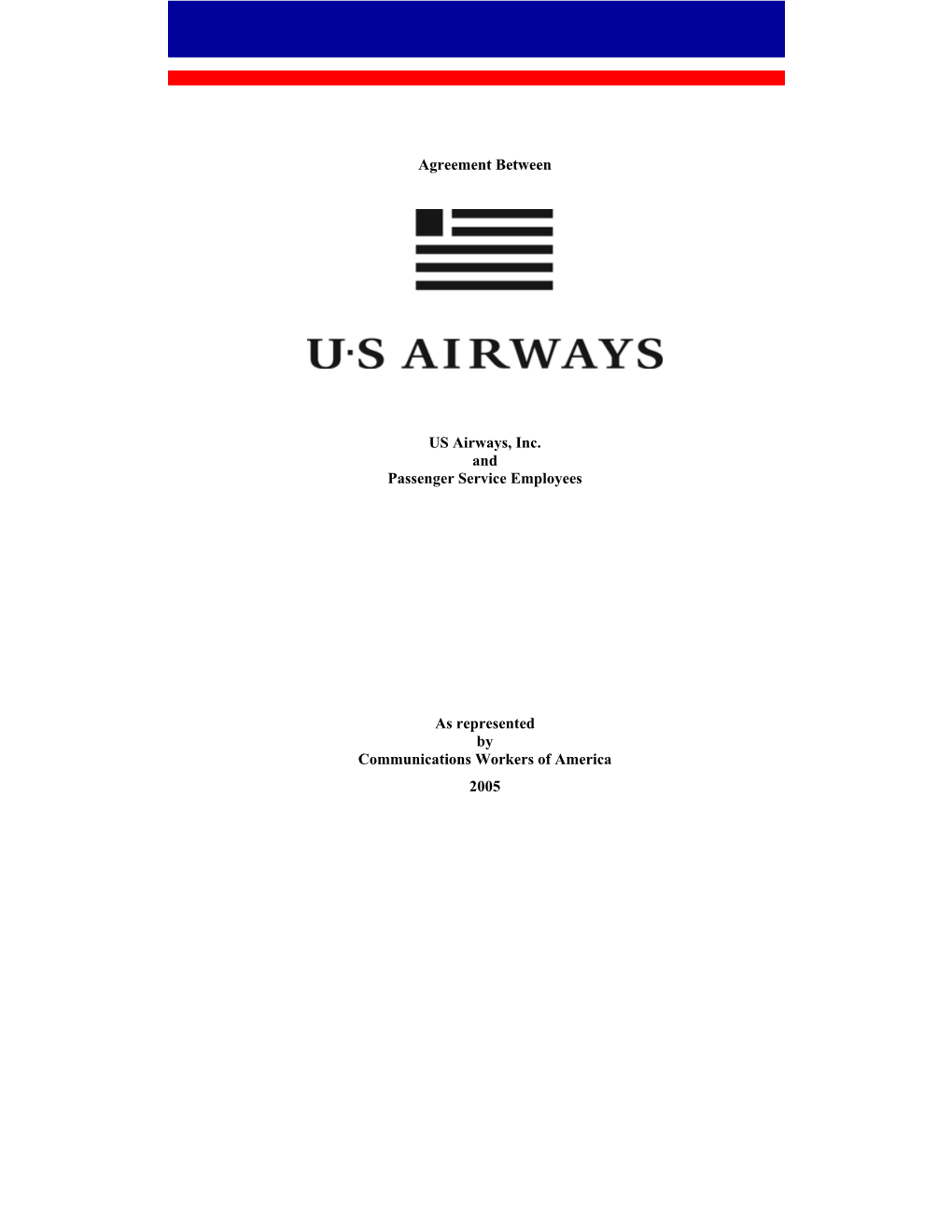 Agreement Between US Airways, Inc. and Passenger Service Employees