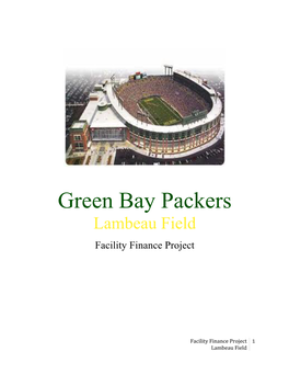 Green Bay Packers Facility Finance Project