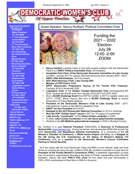 Funding the 2021 – 2022 Election July 28 12:00 -2:00