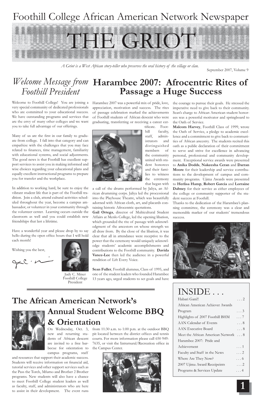 Foothill College African American Network Newspaper 1