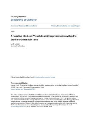 Visual Disability Representation Within the Brothers Grimm Folk Tales