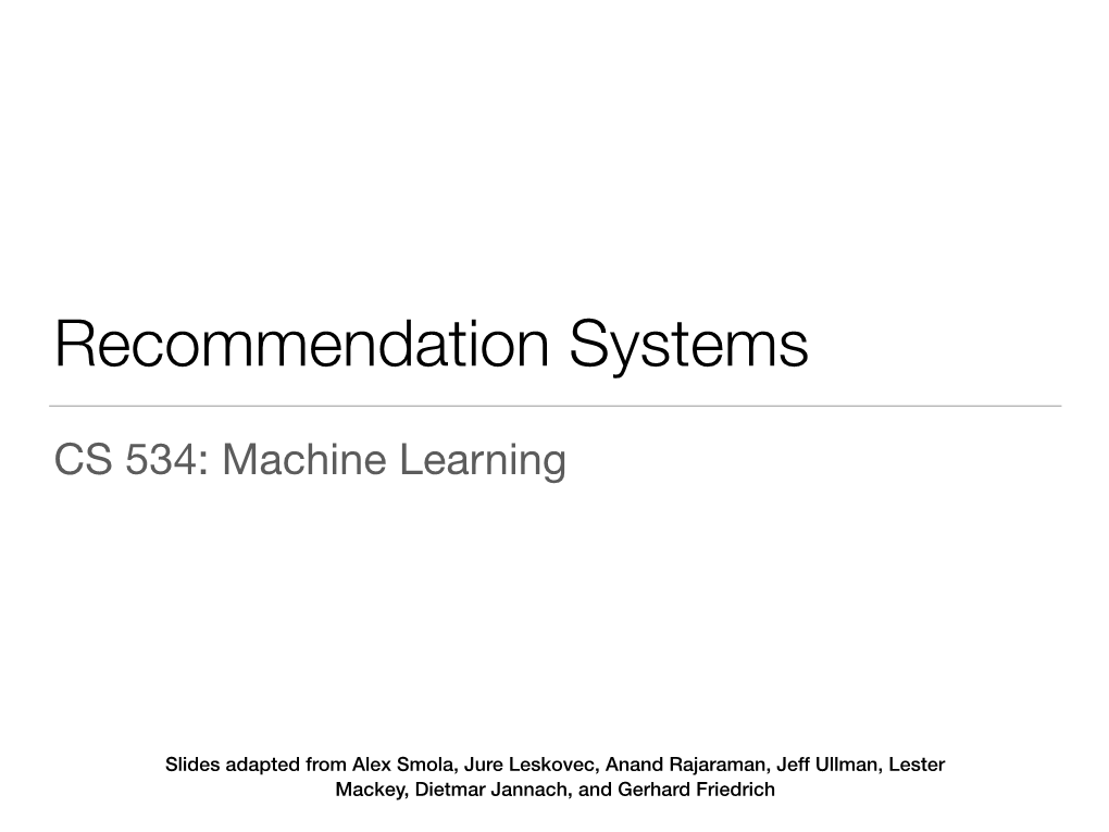 Recommendation Systems