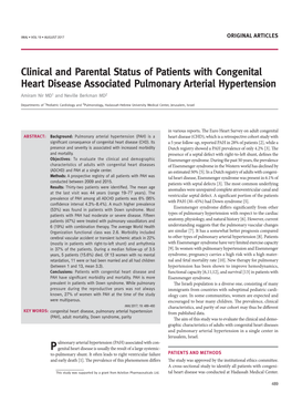 Clinical and Parental Status of Patients with Congenital Heart Disease Associated Pulmonary Arterial Hypertension Amiram Nir MD1 and Neville Berkman MD2