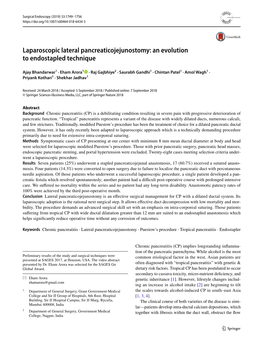 Laparoscopic Lateral Pancreaticojejunostomy: an Evolution to Endostapled Technique