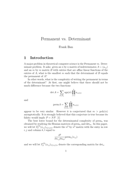 Permanent Vs. Determinant