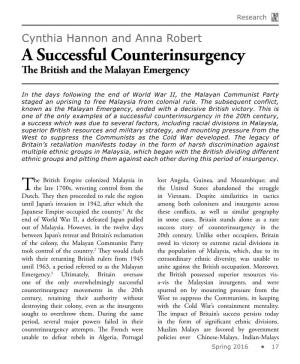A Successful Counterinsurgency the British and the Malayan Emergency