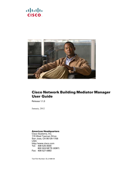 Cisco Network Building Mediator Manager User Guide Release 1.1.3