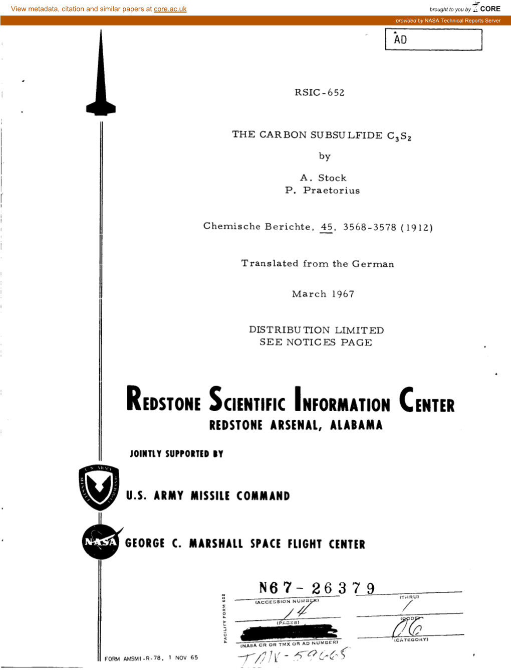 Redstone Scientific Information Center Research and Development Directorate U