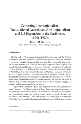 Transnational Anarchism, Anti-Imperialism and US Expansion in the Caribbean, 1890S-1920S Kirwin R