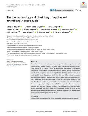 The Thermal Ecology and Physiology of Reptiles and Amphibians: a User's Guide