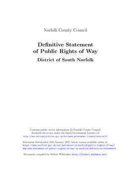 South Norfolk Definitive Statement of Public Rights of Way (January 2021)