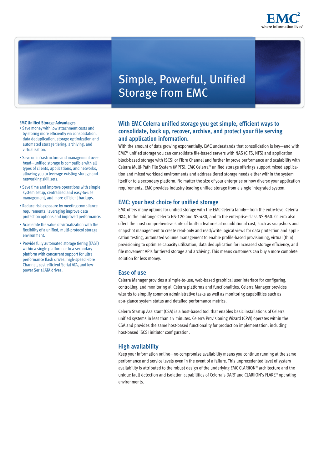 H5631-Simple, Powerful, Unified Storage from EMC Handout