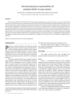 Cervical Pessary in Prevention of Preterm Birth: a Case Series*