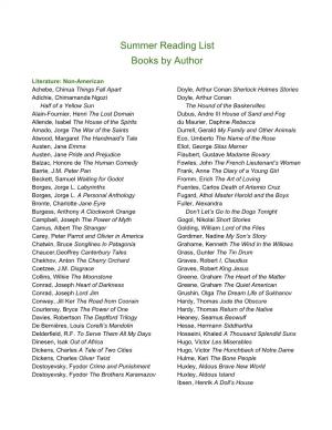 Summer Reading List Books by Author
