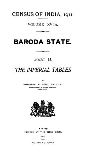 Baroda, Imperial Tables, Part II, Vol-XVI-A