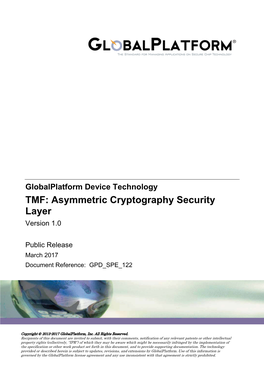 TMF: Asymmetric Cryptography Security Layer V1.0