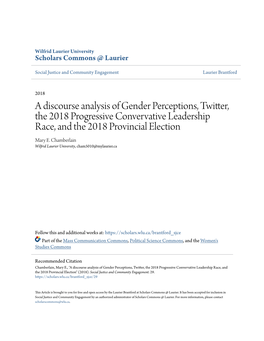 A Discourse Analysis of Gender Perceptions, Twitter, the 2018 Progressive Convervative Leadership Race, and the 2018 Provincial Election Mary E