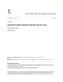 Microsoft-Nokia Merger Control in East Asia